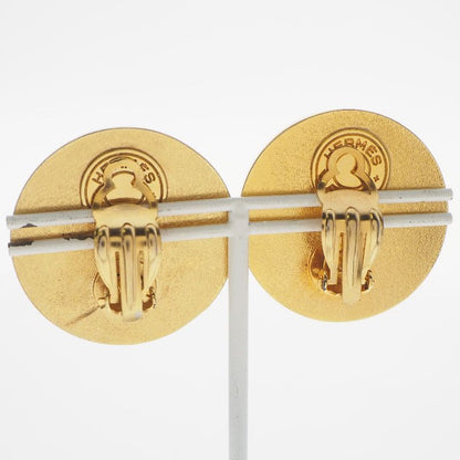 Hermes Medor Gold Plated And Leather Gold Ladies 35g Earrings
