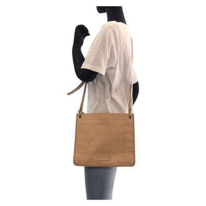 Gucci Beige Gold Hardware Leather 91762 Shoulder Bag Pochette Women 504893