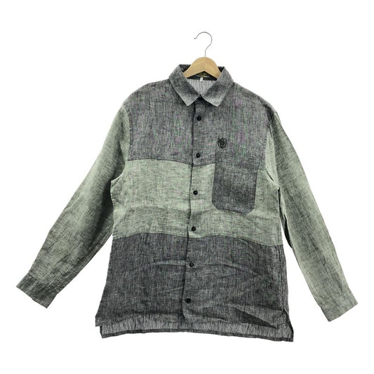 Loewe - Two Tone Linen Long Sleeve Shirt - S - Gray Green - Mens
