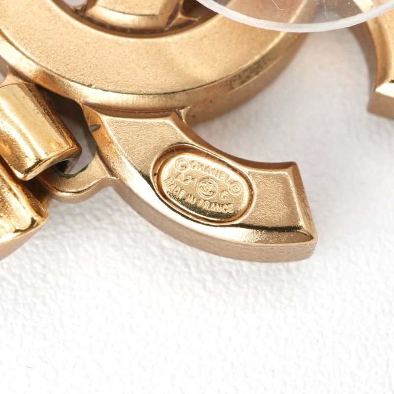 Chanel Earrings Earring Gold Coco Mark Rhinestone