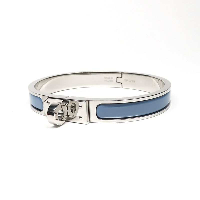 Hermes Mini Click Kelly Enamel Bracelet Chardon Palladium Ladies