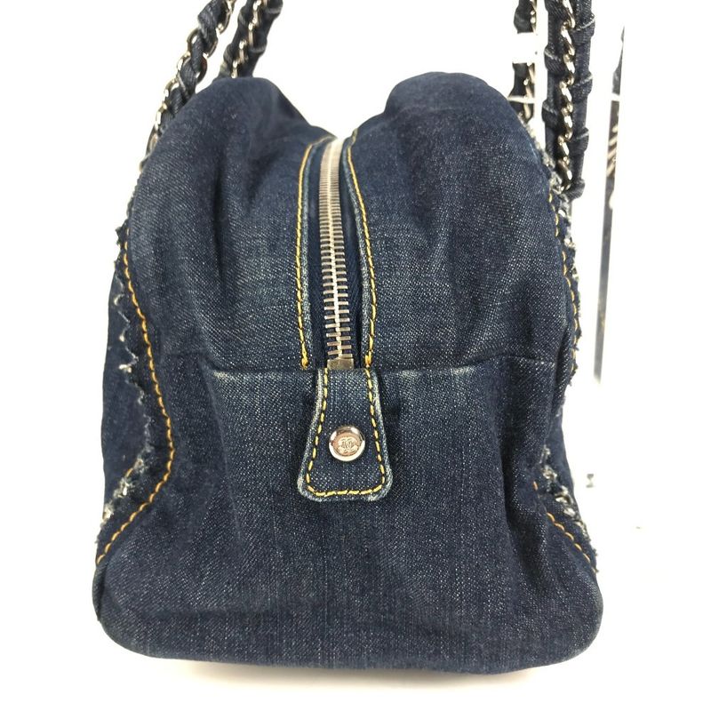 Chanel Shoulder Bag CC Coco Mark Chain Logo W Chain Denim Blue