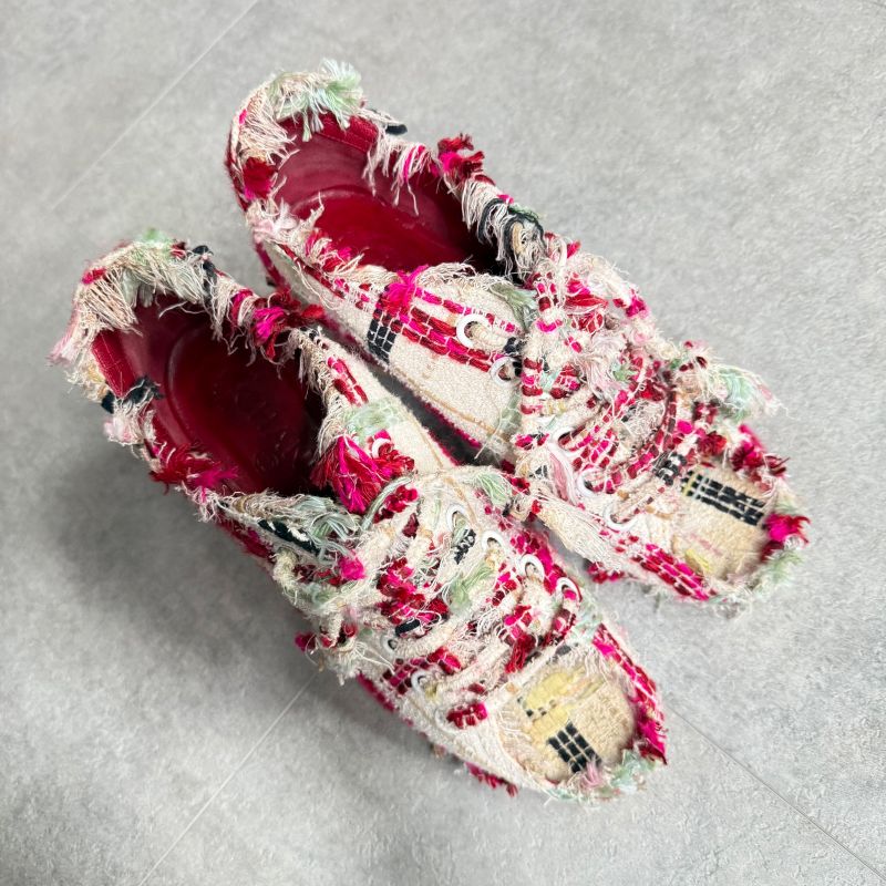 Chanel Tweed Wedge Sole Short Boots Multicolor Pumps 35 1 2 22.5cm (8.86in)