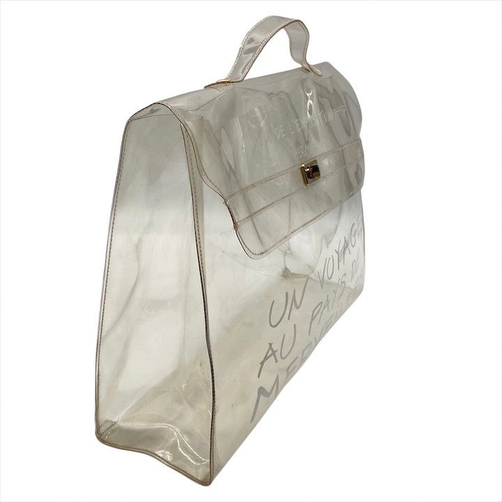 Hermes Vinyl Kelly Logo Hand Beach Clear Transparent Purse