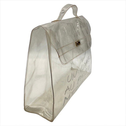 Hermes Vinyl Kelly Logo Hand Beach Clear Transparent Purse