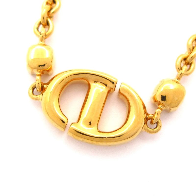 Dior/christian Dior Necklace CD Navy Gold And Clear CD Motif