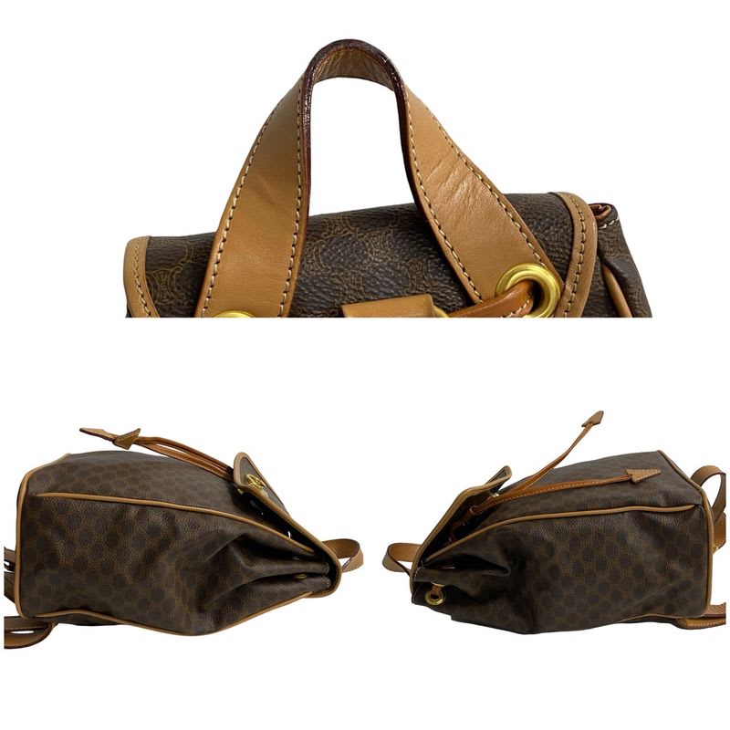 Celine Macadam Blason Triomphe Pattern Logo Ring Hardware Leather Backpack Sac