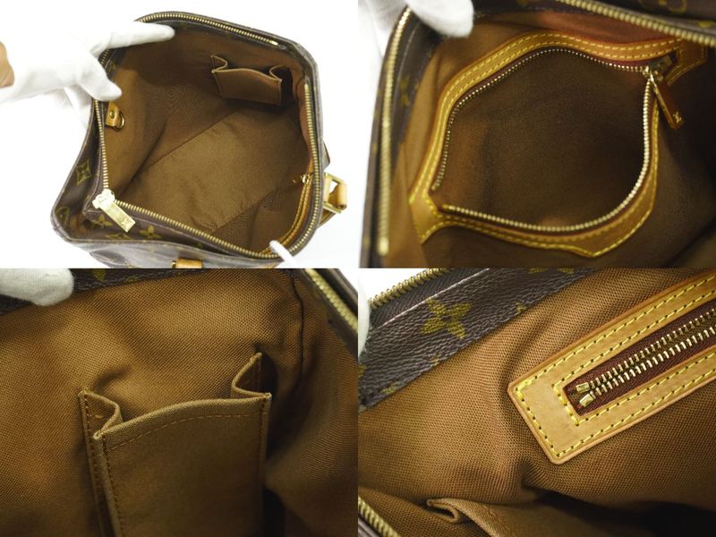 Authentic Louis Vuitton LV Cabas Piano Monogram Tote Bag Shoulder Bag Brown