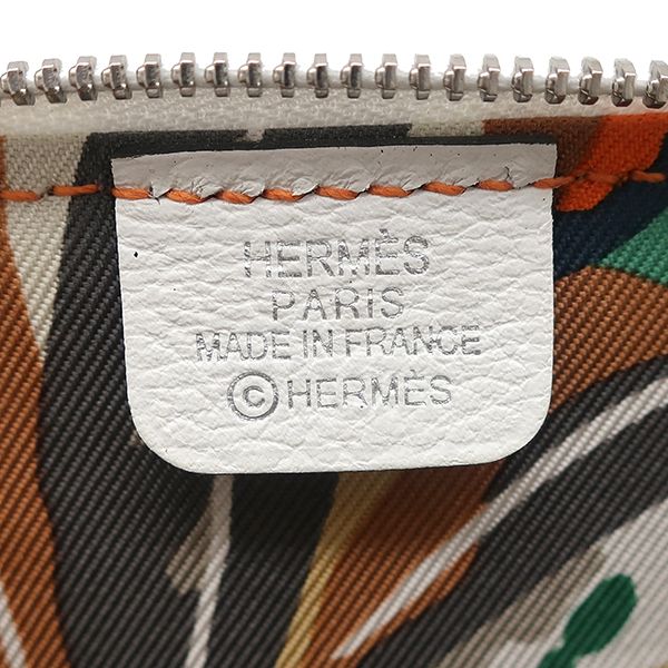 Hermes Coin Case Azap Silk Inn Mini Compact Vaux Epson New White Silver