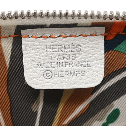 Hermes Coin Case Azap Silk Inn Mini Compact Vaux Epson New White Silver