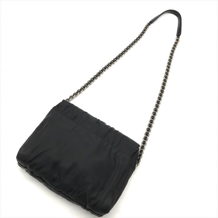 Prada Nylon Tessuto Chain Shoulder Bag Black
