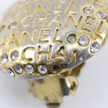 Chanel Logo Vintage Gold Plated And Rhinestone Ladies 20.5g Earring