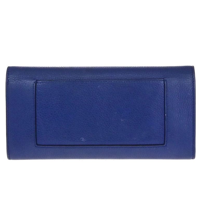 Celine Long Wallet Fold Wallet Blue Leather 01bs074