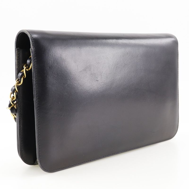 Chanel Chain Shoulder Coco Mark Vintage Calf Black Women's Shoulder Bag