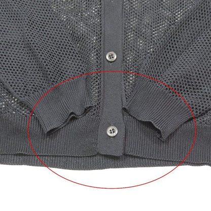 Prada Mesh Cardigan Knit Long Sleeves Crew Neck Woven Cut 38 Black Women Used