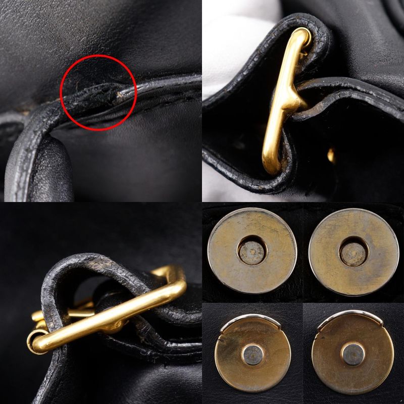 Gucci Old Gucci Vintage Calf Black Women's Backpack/daypack