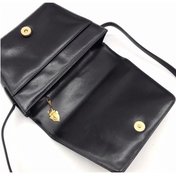 Gucci Leather Logo Shoulder Bag Black