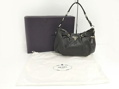 Prada One Shoulder Bag Leather Black Br3795