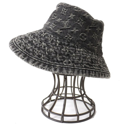 Louis Vuitton 410907 Cotton Monogram Denim Hat Bucket Hat Black S Made In