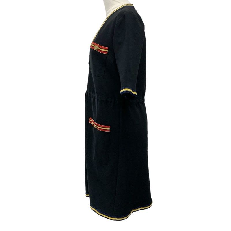 Gucci Dress Rayon Black Taiga Button Short Sleeve