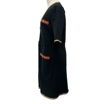 Gucci Dress Rayon Black Taiga Button Short Sleeve