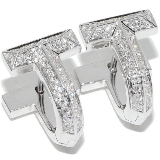 Tiffany & Co Earrings 18K White Gold Diamond 028ct T One Half Pave Hughey