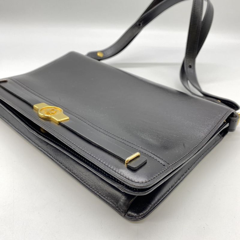Christian DIOR Shoulder Bag Leather Black Vintage Ladies Men Fashion Gift