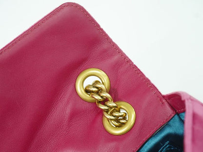 Authentic Gucci GG Marmont Chain Shoulder Bag Pochette Velour Pink 446744 Bag