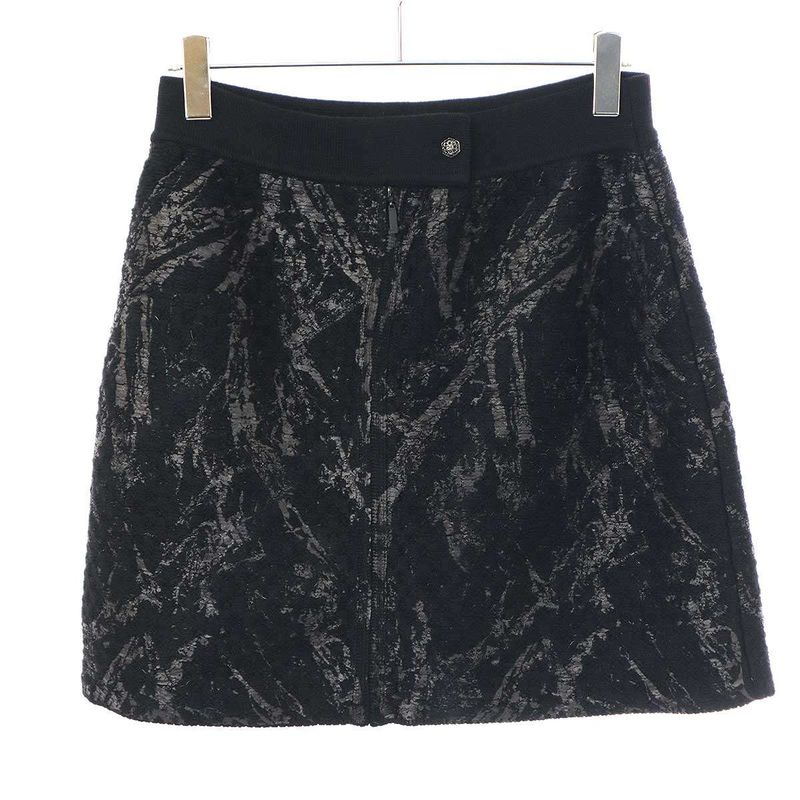 Chanel Wool Knit Skirt P42496k04282 Black 42
