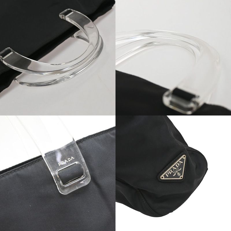 Prada Hand Bag Tote Bag Logo Nylon Black 67ka853