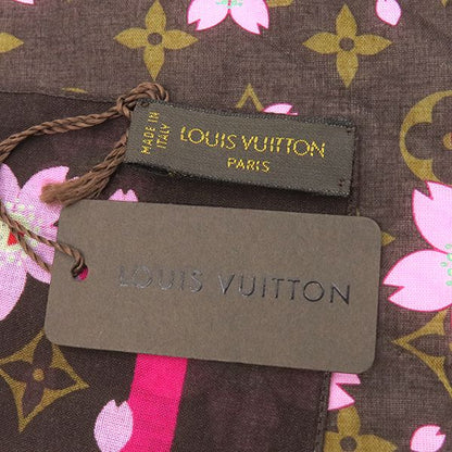 Louis Vuitton Scarf LV × Tm Carré Cherry Blossom Cotton Maroon Brown Pink