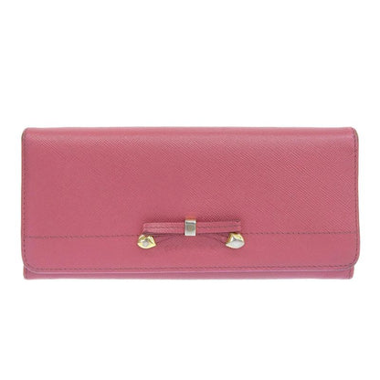 Prada Ribbon 1m1132 Saffiano Peonia Pink Ladies Long Wallet