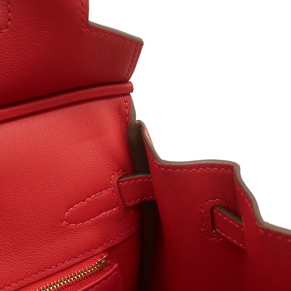 Hermes Handbag Birkin 25 Swift Vermilion Gold Hardware Never Used Red Stamped W