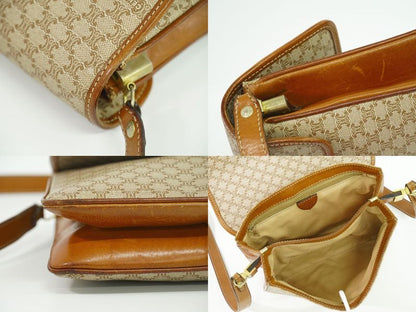 Authentic Celine Macadam Shoulder Bag Pochette PVC Beige Macadam Bag Pre-owned