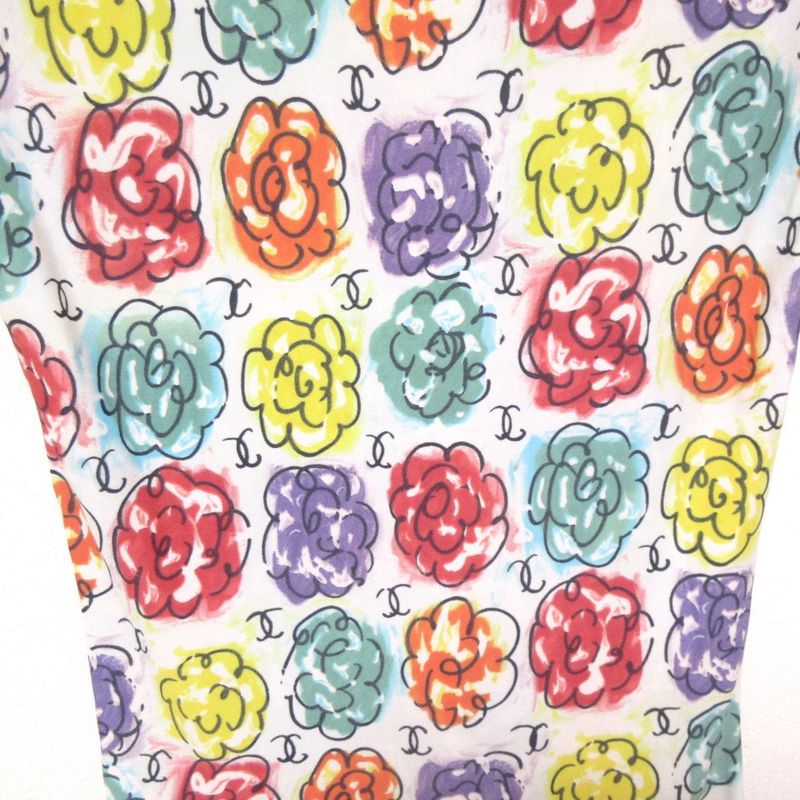 Good 00S Chanel Vintage Camellia Coco Mark Short Sleeve T-shirt Cut And Sewn