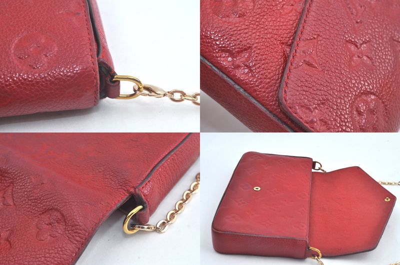 Louis Vuitton Monogram Empreinte Pochette Felice Shoulder Bag Red LV 9298m