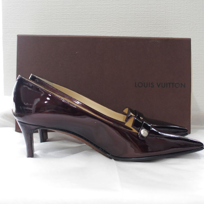Louis Vuitton Stored Item Enamel Brown Heel Ladies 37