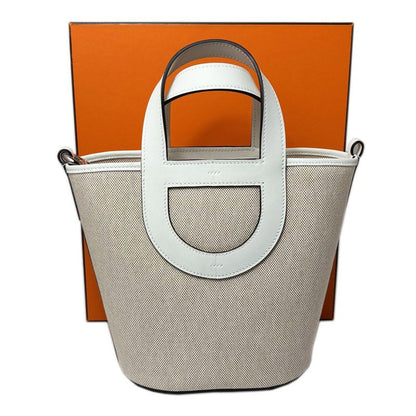 Hermes in the Loop 18 Toile Ash Veau Ecru Silver Handbag