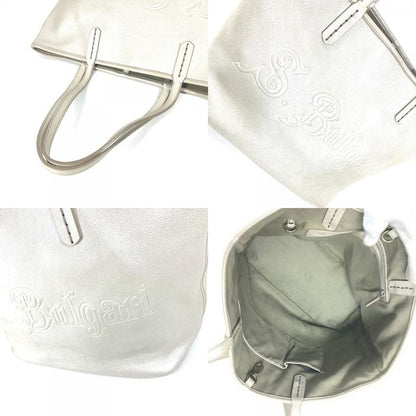 Bvlgari Bulgari Tote Bag Sbulgari Logo Sotirio Leather Silver