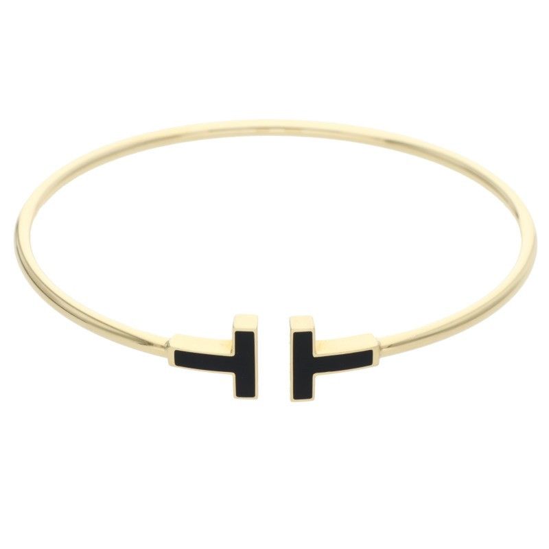 Tiffany & Co T-wire 18K Yellow Gold Onyx Bracelet Men's