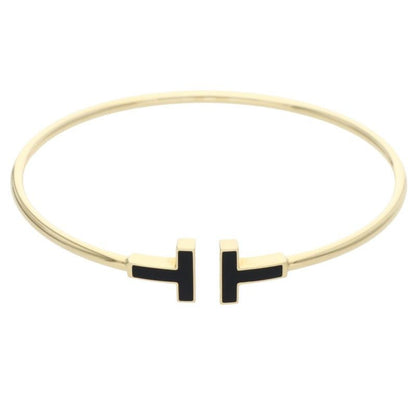 Tiffany & Co T-wire 18K Yellow Gold Onyx Bracelet Men's