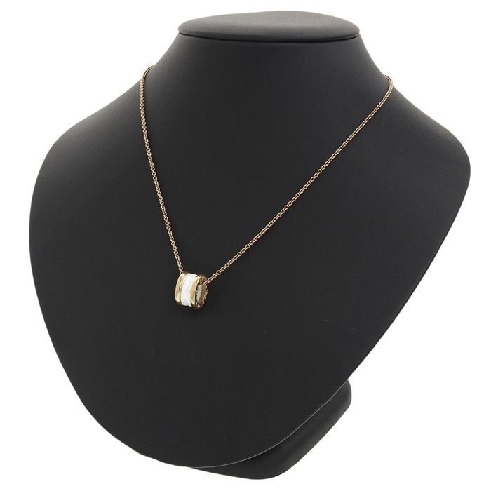 Bvlgari Bulgari B-zero1 White Ceramic Necklace 18K Pink Gold Ceramic 750 Pink