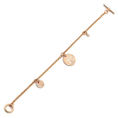 Hermes Bracelet Exlibris PM 18k Pink Gold Diamonds Rose Gold Sh Pink Gold Au750