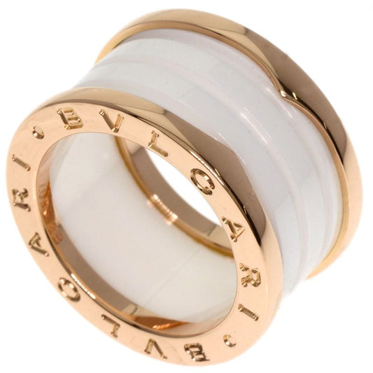 Bvlgari B-zero1 4 Band White Ceramic #51 Ring / Rings 18K Pink Gold Ladies
