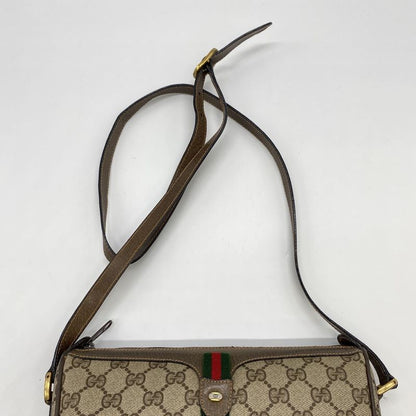 Gucci Old Gucci 89 02 Shoulder Bag GG Supreme Sherry Line Beige Brown Ladies
