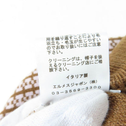 Hermes 100% Cashmere H Logo Knit Cap Knit Hat Brown L With Box Made In Italy