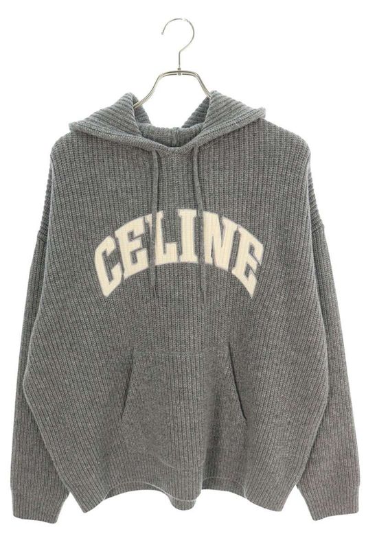 Celine 25SS Ry09m0r26 Logo Patch Knit Hoodie Men's XS