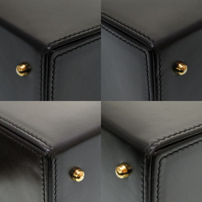Gucci Lady Lock Leather Black Gold Hardware 000 01 0246 Vanity Bag Handbag