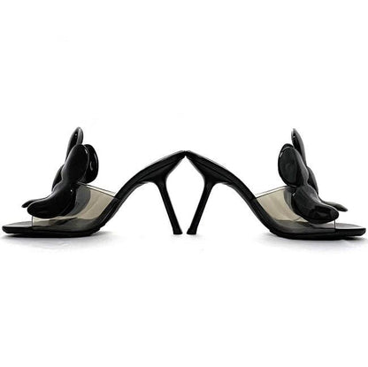 Loewe Mules Petal Flower Sandals Black Clear Excellent Condition