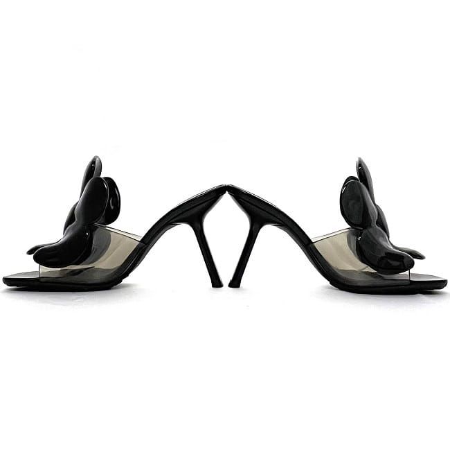Loewe Mules Petal Flower Sandals Black Clear Excellent Condition